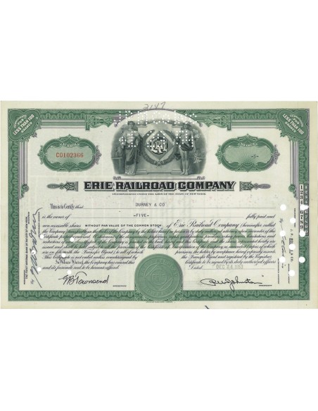 ERIE RAILROAD COMPANY - 5 AZIONI - 1953