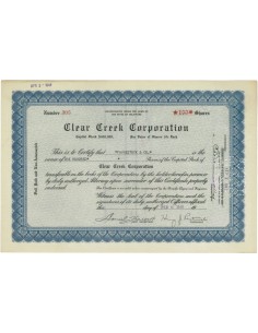 CLEAR CREEK CORPORATION - 100 AZIONI - 1940