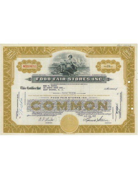 FOOD FAIR STORES, INC. 19 AZIONI - 1957