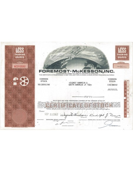 FOREMOST-MCKESSON, INC. - 50 AZIONI - 1967