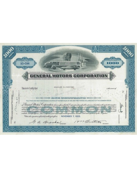 GENERAL MOTORS CORPORATION - 1000 AZIONI - 1955