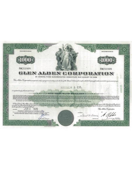 GLEN ALDEN CORPORATION - 1000 DOLLARI - 1970