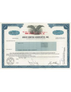 GREER SONTAG ASSOCIATES, INC - 3300 AZIONI - 1987