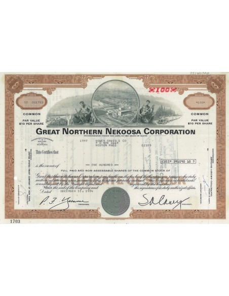 GREAT NORTHERN NEKOOSA CORPORATION - AZIONI - 1974