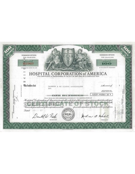 HOSPITAL CORPORATION OF AMERICA - 100 AZIONI - 1971