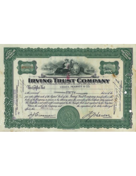 IRVING TRUST COMPANY - 50 AZIONI - 1936
