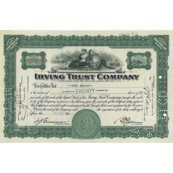IRVING TRUST COMPANY - 20 AZIONI - 1933