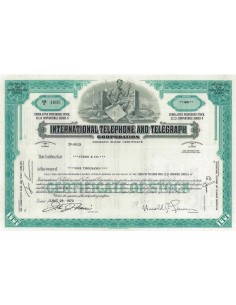INTERNATIONAL TELEPHONE AND TELEGRAPH CORP. 1000 AZIONI - 1970