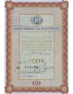 SME MERIDIONALE DI ELETTRICITA` 10 AZIONI NAPOLI 1984