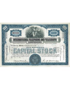 INTERNATIONAL TELEPHONE AND TELEGRAPH CORP. 100 AZIONI - 1950