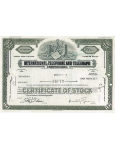 INTERNATIONAL TELEPHONE AND TELEGRAPH CORP. 50 AZIONI - 1972
