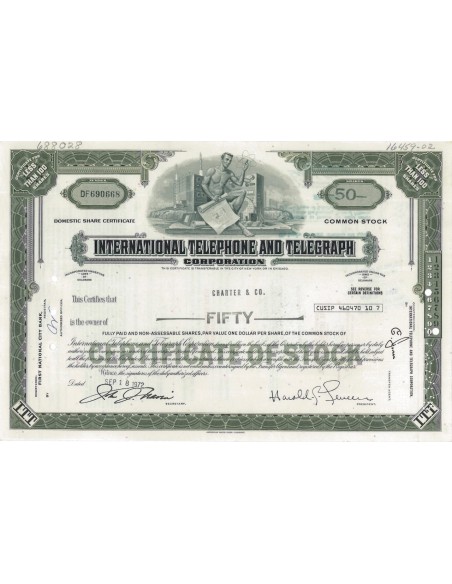INTERNATIONAL TELEPHONE AND TELEGRAPH CORP. 50 AZIONI - 1972