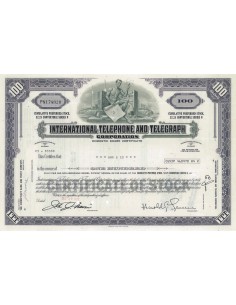 INTERNATIONAL TELEPHONE AND TELEGRAPH CORP. 100 AZIONI - 1972