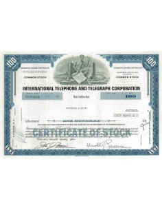 INTERNATIONAL TELEPHONE AND TELEGRAPH CORP. 100 AZIONI - 1972