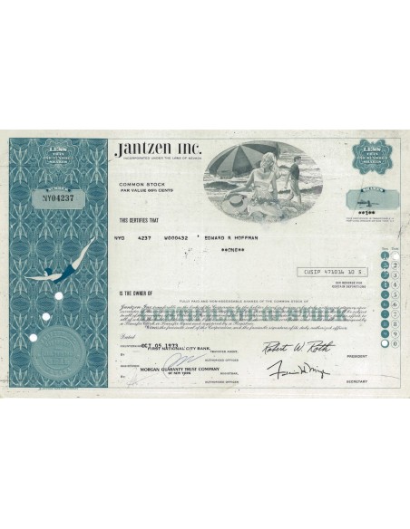 JANTZEN INC. - 1 AZIONE - 1973