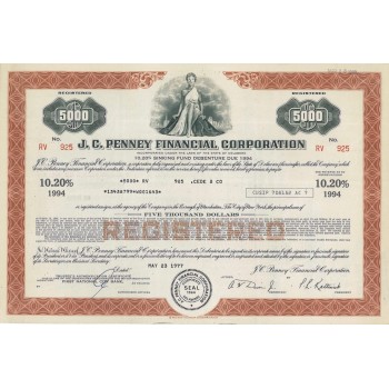 J.C. PENNEY FINANCIAL CORPORATION - 5000 DOLLARI - 1977