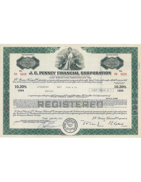 J.C. PENNEY FINANCIAL CORPORATION - 190000 DOLLARI - 1982