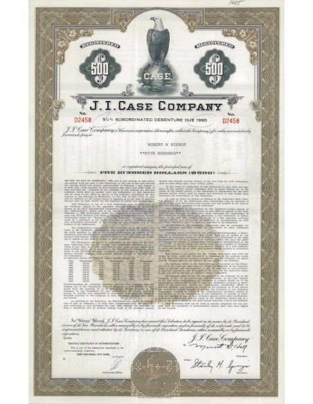 J.I. CASE COMPANY - 500 DOLLARI - 1990