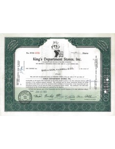 KING'S DEPARTMENT STORES, INC. 5 AZIONI - 1962