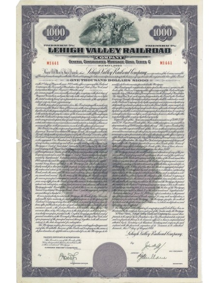 LEHIGH VALLEY RAILROAD -1000 DOLLARI - SERIE C - 1949