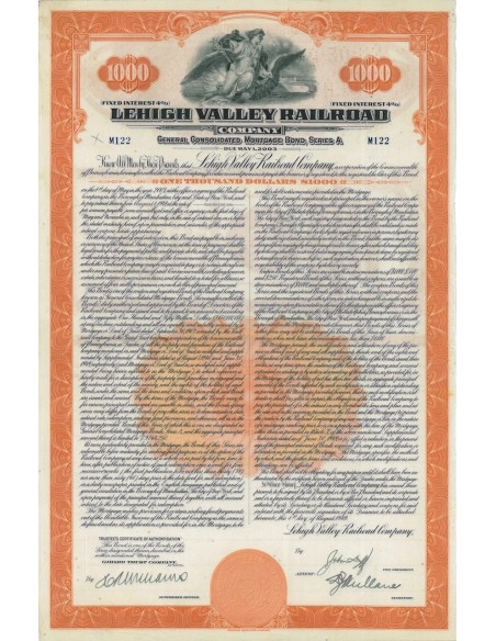 LEHIGH VALLEY RAILROAD -1000 DOLLARI - SERIE A - 1949