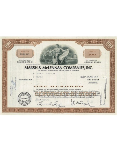 MARSH AND MCLENNAN COMPANIES, INC. - 100 AZIONI - 1976