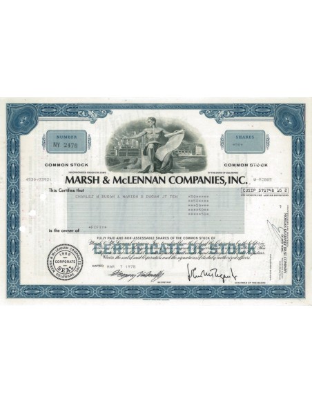 MARSH AND MCLENNAN COMPANIES, INC. - 50 AZIONI - 1978