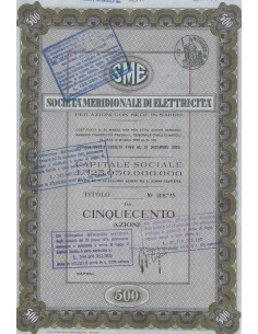 SME MERIDIONALE DI ELETTRICITA` 500 AZIONI NAPOLI 1962