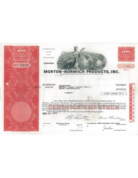 MORTON-NORWICH PRODUCTS, INC. - 1 AZIONE - 1972