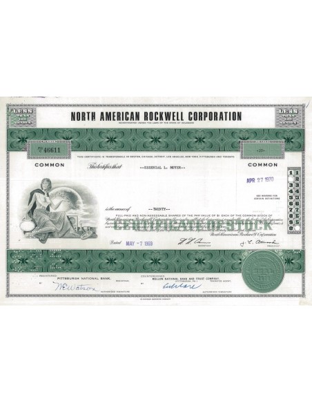 NORTH AMERICAN ROCKWELL CORPORATION - 20 AZIONI 1969