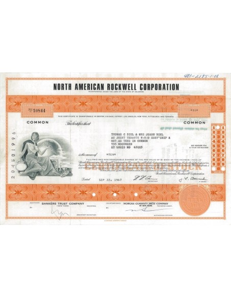 NORTH AMERICAN ROCKWELL CORPORATION - 10 AZIONI 1967