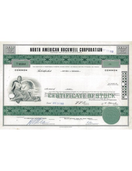 NORTH AMERICAN ROCKWELL CORPORATION - 50 AZIONI 1969