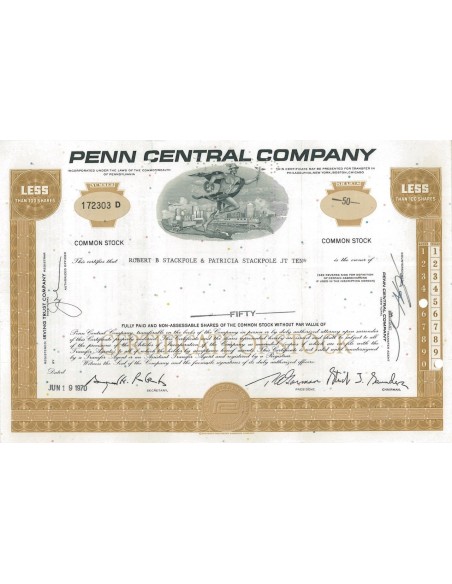 PENN CENTRAL COMPANY - 50 AZIONI - 1970