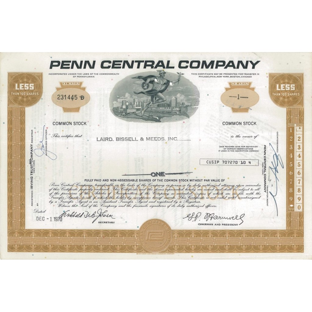 PENN CENTRAL COMPANY - 1 AZIONE - 1970