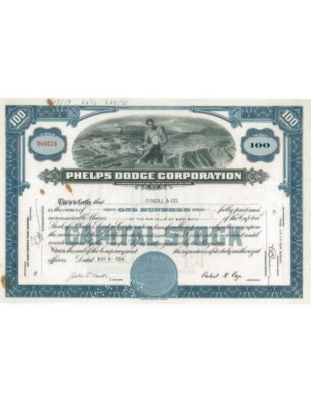 PHELPS DODGE CORPORATION - 100 AZIONI - 1959