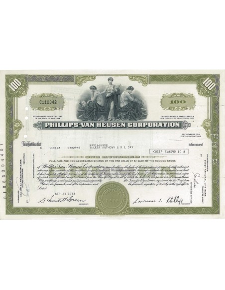 PHILLIPS-VAN HEUSEN CORPORATION - 100 AZIONI - 1973