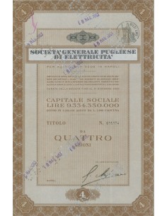 SOC. GENERALE PUGLIESE DI ELETTRICITA` - 4 AZIONI NAPOLI