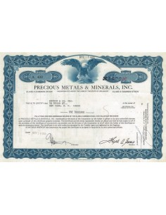 PRECIOUS METALS AND MINERALS, INC. - 1000 AZIONI - 1968