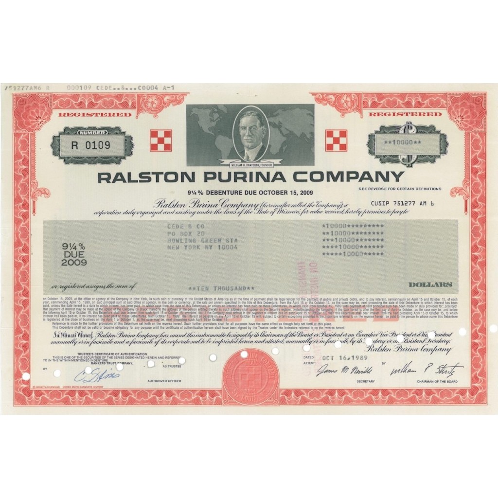 RALSTON PURINA COMPANY - 10000 DOLLARI - 1989