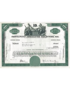 RESTAURANT ASSOCIATES INDUSTRIES, INC. 100 AZIONI - 1971