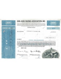 SAN JUAN RACING ASSOCIATION, INC. 100 AZIONI - 1972