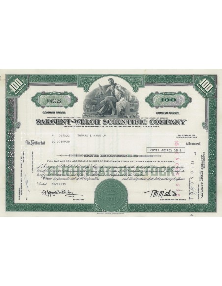 SARGENT-WELCH SCIENTIFIC COMPANY - 100 AZIONI - 1975