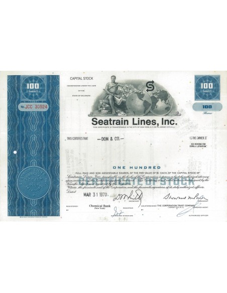 SEATRAIN LINES, INC. 100 AZIONI - 1970