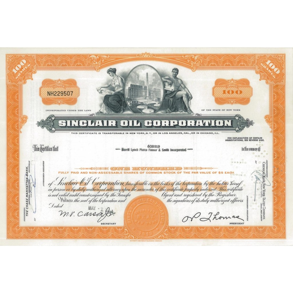 SINCLAIR OIL COMPANY - 100 AZIONI - 1967