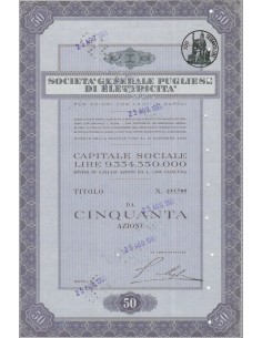 GENERALE PUGLIESE DI ELETTRICITA` - 50 AZIONI NAPOLI 1961