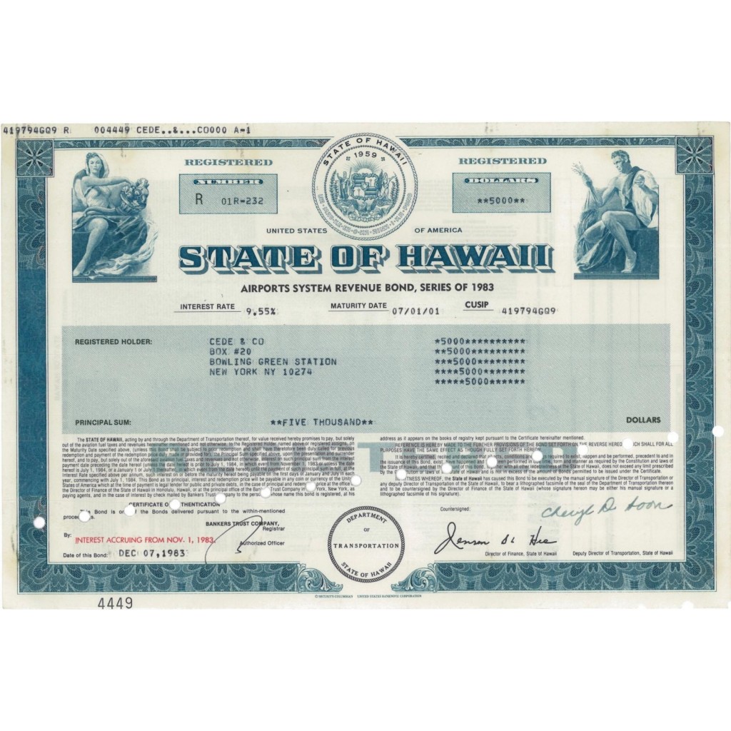 STATE OF HAWAII - 5000 DOLLARI - 1983