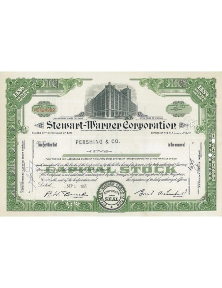 STEWART-WARNER CORPORATION - 52 AZIONI - 1965