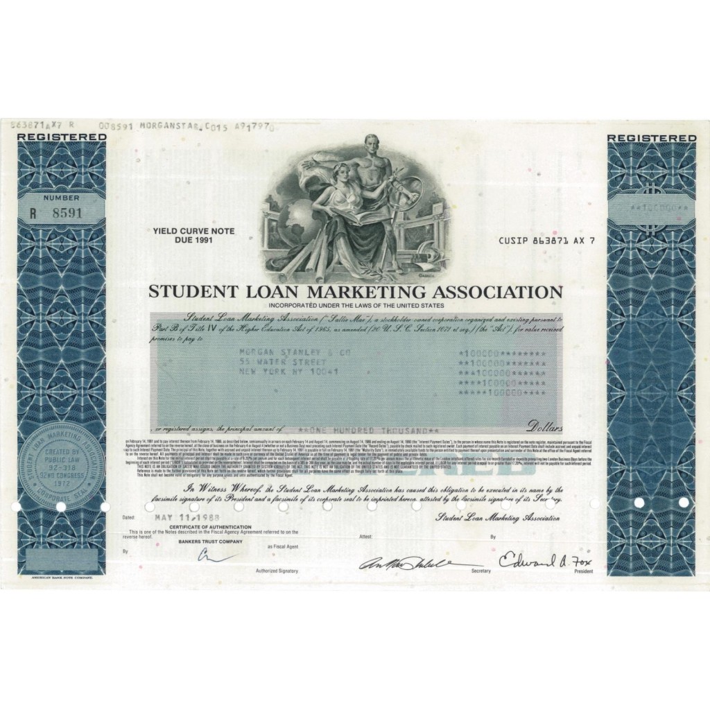 STUDENT LOAN MARKETING ASSOCIATION - 100000 DOLLARI - 1988