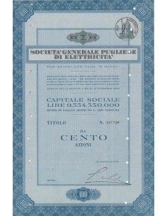 GENERALE PUGLIESE DI ELETTRICITA` - 100 AZIONI NAPOLI 1956
