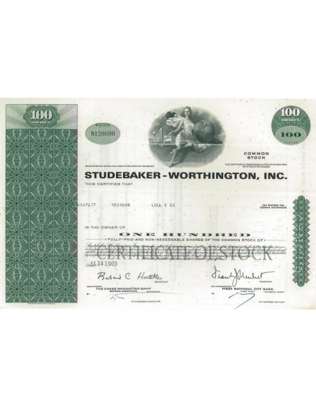 STUDEBAKER-WORTHINGTON, INC.- 100 AZIONI - 1969
